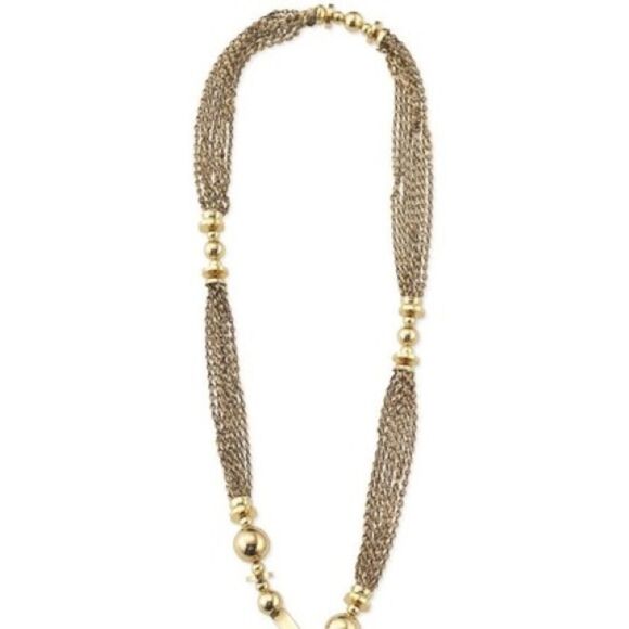 Stella & Dot antiqued gold Bianca Tassel Lariat Statement Necklace - Picture 4 of 9